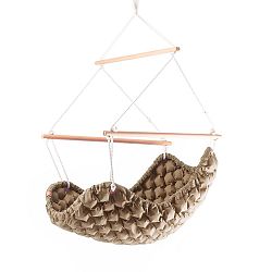 Tmavě béžové interiérové houpací křeslo Linda Vrňáková Swingy In