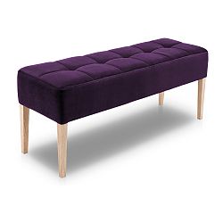 Tmavě fialová lavice s dubovými nohami Mossø Hattu, délka 132 cm