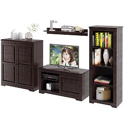 Tmavě hnědá čtyřdílná obývací stěna z borovicového dřeva Støraa Candice