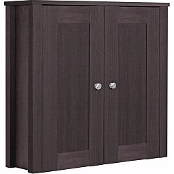 Tmavě hnědá dřevěná dvoudveřová závěsná skříňka Støraa Jenny