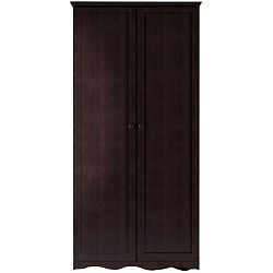 Tmavě hnědá dvoudveřová šatní skříň z masivního borovicového dřeva Støraa Amanda