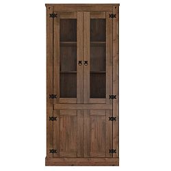 Tmavě hnědá dvoudveřová vitrína z masivního borovicového dřeva  Støraa Alfredo