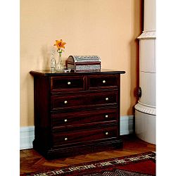 Tmavě hnědá komoda s 5 zásuvkami Folke Torino, délka 76 cm