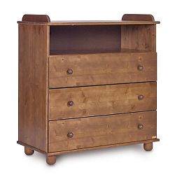 Tmavě hnědá komoda  z borovicového dřeva Faktum Tomi