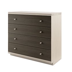 Tmavě hnědá komoda z masivního dubového dřeva se 4 zásuvkami JELÍNEK Amanta