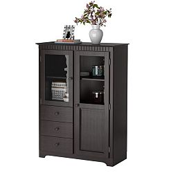 Tmavě hnědá prosklená dvoudveřová skříňka  z masivního borovicového dřeva Støraa Cuba