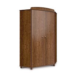 Tmavě hnědá rohová šatní skříň z borovicového dřeva Faktum Tomi