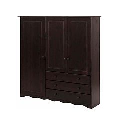 Tmavě hnědá šatní skříň z masivního borovicového dřeva Støraa Amanda Trio