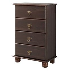 Tmavě hnědá skříňka z masivního borovicového dřeva se 4 zásuvkami Støraa Fiona