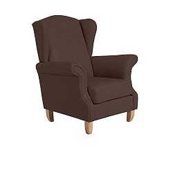 Tmavě hnědé křeslo ušák Max Winzer Verita Leather Brown