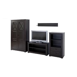 Tmavě hnědý 4dílný set do obývacího pokoje z borovicového dřeva Støraa Claire