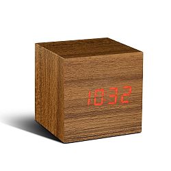 Tmavě hnědý budík s červeným LED displejem Gingko Cube Click Clock