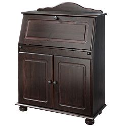 Tmavě hnědý dvoudveřový sekretář z masivního borovicového dřeva Støraa Ella