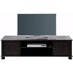 Tmavě hnědý dvoudveřový TV stolek z masivního borovicového dřeva Støraa Ella