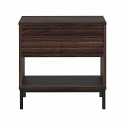 Tmavě hnědý noční stolek s deskou v dekoru ořechového dřeva Celine – Støraa