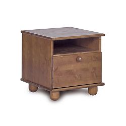 Tmavě hnědý noční stolek z borovicového dřeva Faktum Tomi