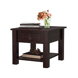 Tmavě hnědý noční stolek z borovicového dřeva Støraa Klein