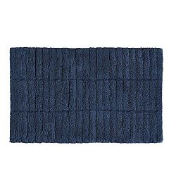 Tmavě modrá bavlněná koupelnová předložka Zone Tiles, 50 x 80 cm