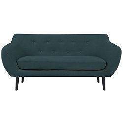 Tmavě modrá dvoumístná pohovka s hnědými nohami Mazzini Sofas Piemont