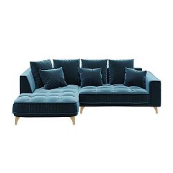 Tmavě modrá třímístná pohovka devichy Chloe, levý roh