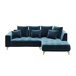 Tmavě modrá třímístná pohovka devichy Chloe, pravý roh