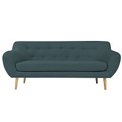 Tmavě modrá trojmístná pohovka se světlými nohami Mazzini Sofas Sicile