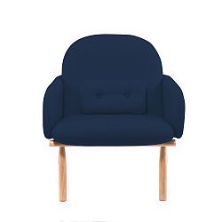 Tmavě modré křeslo s nožkami z dubového dřeva HARTÔ Georges