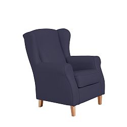 Tmavě modré křeslo ušák Max Winzer Lorris Leather Dark Blue