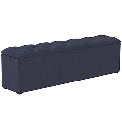 Tmavě modrý otoman k posteli s úložným prostorem Kooko Home Manna, 47 x 140 cm