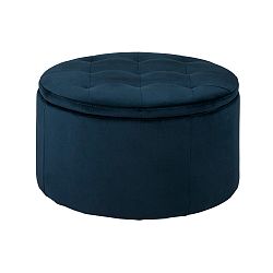 Tmavě modrý otoman s úložným prostorem Actona Vic, ⌀ 60 cm