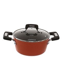 Tmavě oranžový hrnec s poklicí vhodný na indukci Kasanova, ⌀ 20 cm