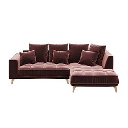 Tmavě růžová třímístná pohovka devichy Chloe, pravý roh