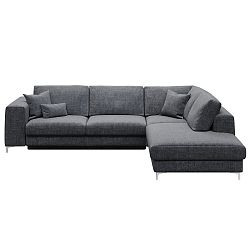 Tmavě šedá pětimístná rozkládací pohovka devichy Rothe, pravý roh