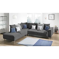 Tmavě šedá rohová pohovka Bobochic London, levý roh