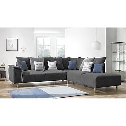 Tmavě šedá rohová pohovka Bobochic London, pravý roh