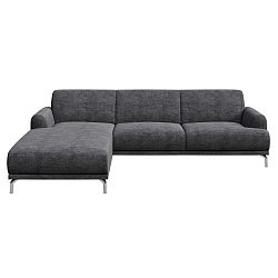 Tmavě šedá rohová pohovka s lenoškou na levé straně MESONICA Puzo