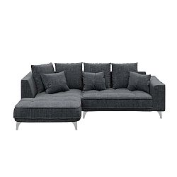 Tmavě šedá rohová třímístná pohovka devichy Chloe Glam, levý roh