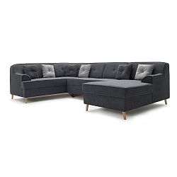 Tmavě šedá rozkládací pohovka Bobochic Alfa, levý roh