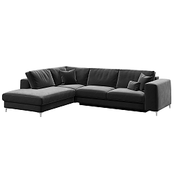 Tmavě šedá rozkládací pohovka devichy Rothe, levý roh