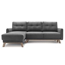 Tmavě šedá rozkládací rohová pohovka Bobochic Paris Balio Enjoy, levý roh