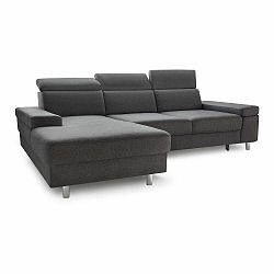 Tmavě šedá rozkládací rohová pohovka Bobochic Paris Espace, levý roh