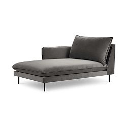 Tmavě šedá sametová lenoška Cosmopolitan Design Vienna, levý roh