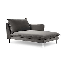 Tmavě šedá sametová lenoška Cosmopolitan Design Vienna, pravý roh