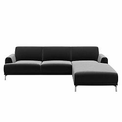 Tmavě šedá sametová rohová pohovka MESONICA Puzzo, pravý roh