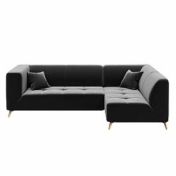 Tmavě šedá sametová rohová pohovka MESONICA Toro, pravý roh