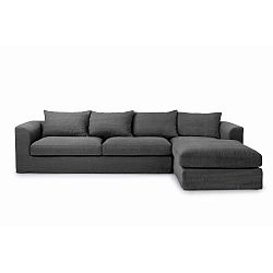 Tmavě šedá třímístná pohovka s lenoškou na pravé straně SoftNord Portland