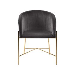 Tmavě šedá židle s nohami ve zlaté barvě Interstil Nelson