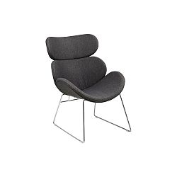 Tmavě šedé křeslo s chromovanými nohami Actona Cazar