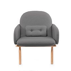 Tmavě šedé křeslo s nožkami z dubového dřeva HARTÔ Georges