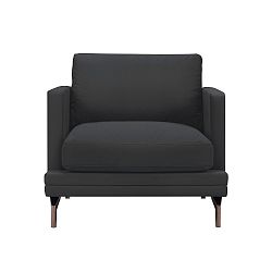 Tmavě šedé křeslo s podnožím ve zlaté barvě Windsor & Co Sofas Jupiter
